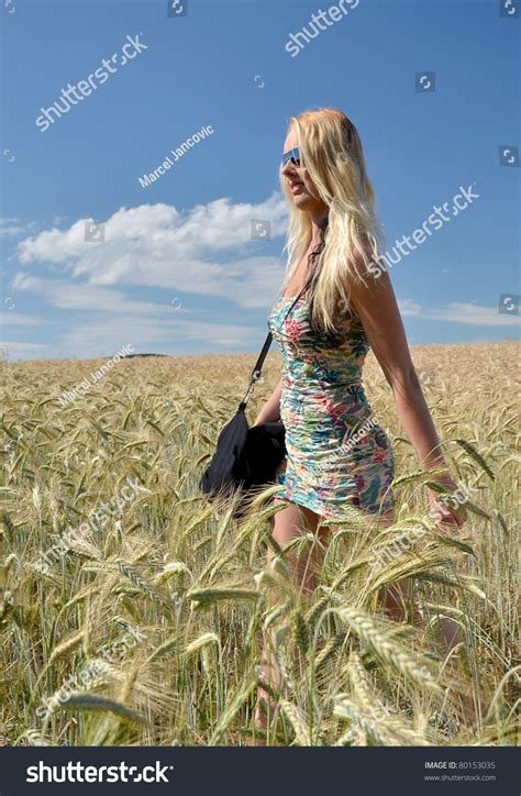Sexy Blonde Field Stock Photo 80153035 Shutterstock