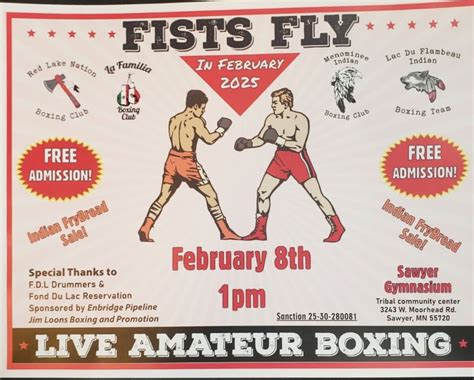 AMATEUR FIST FLY IN FEBRUARY SAWYER MN MN Boxing Events Shows News MN Boxers Schedule