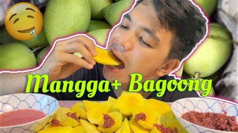 Green Mango Spicy Shrimp Paste Hilaw Na Mangga Spicy Bagoong Alamang Mukbang Kimod