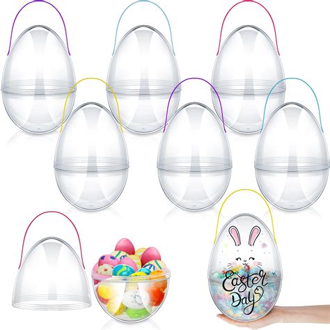 8 Pcs Giant Easter Egg 10 Inch Plastic Fillable Jumbo Eggs With Handles