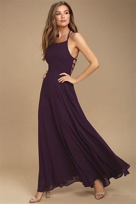 Strappy To Be Here Purple Lace Up Maxi Dress Purple Maxi Dress White