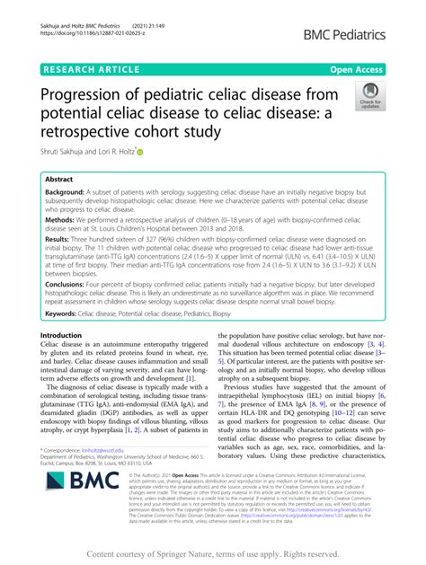 PDF Progression Of Pediatric Celiac Disease From Potential Celiac