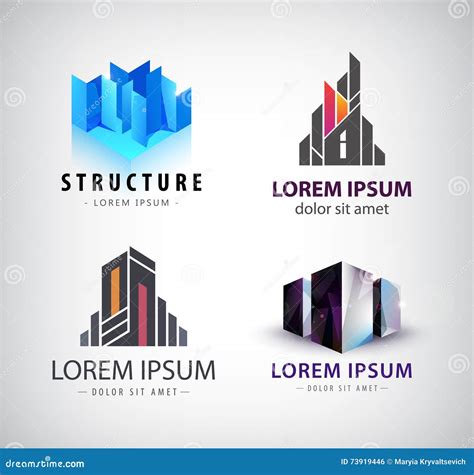 Set Of Building Logos Cartoon Vector 6989843