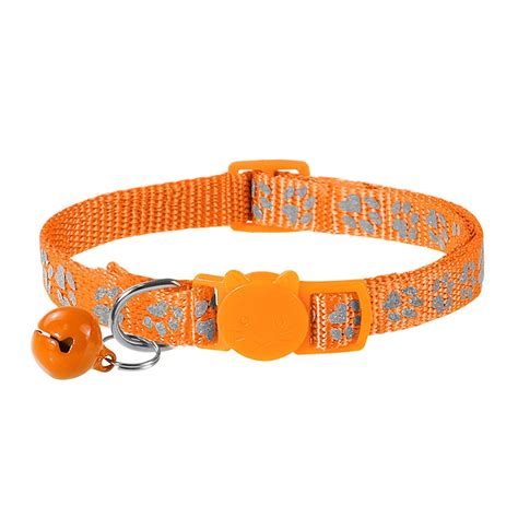 Katzen Halsband Mit Reflektor Pfoten Gl Ckchen Orange