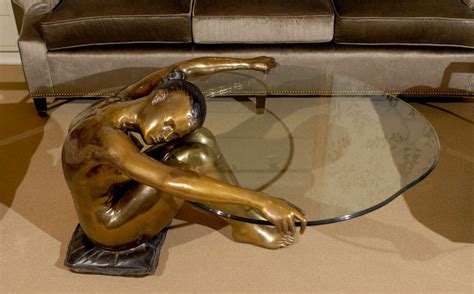 Exceptional Vintage Female Nude Sculpture Coffee Table TOM ROBINSON MODERN