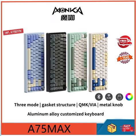 Monka A Max Three Mode Wireless Aluminum Alloy Customized Mechanical Keyboard Supporting Hot