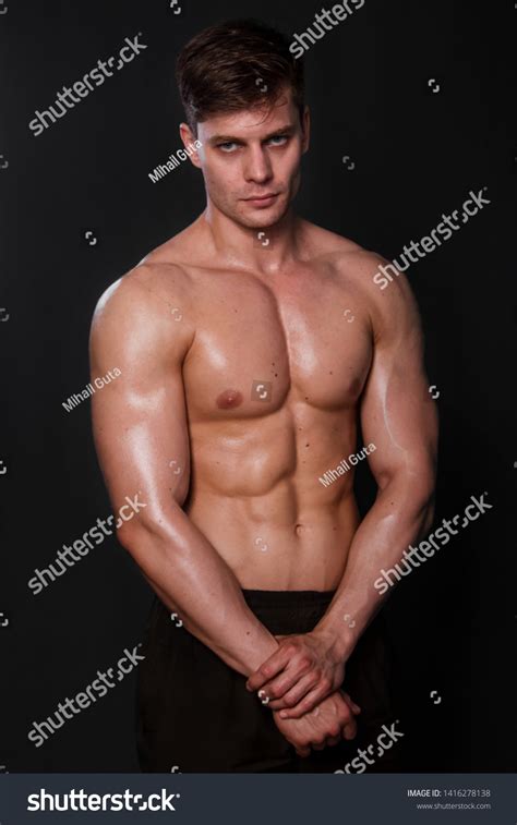 Muscular Bodybuilder Posing Naked Torso Against Stock Photo Shutterstock