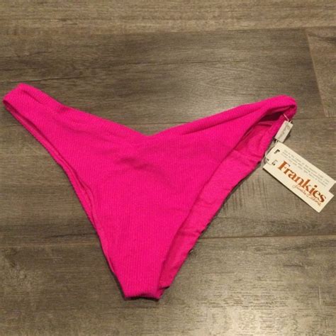 Frankie S Bikinis Swim Frankies Bikinis Fuchsia Hot Pink Austin Cheeky Ribbed Bottom L