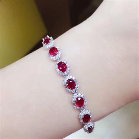 Natural Ruby Bracelet Red Ruby Natural Ruby Jewelry White Gold