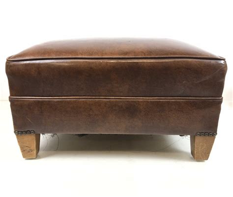 lot vintage faux leather ottoman