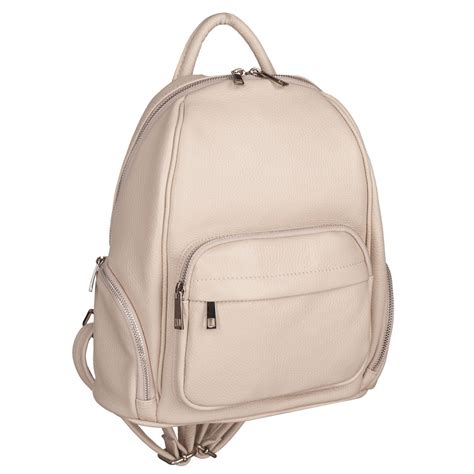 WŁOSKI BEŻOWY NUDE SKÓRZANY PLECAK MIĘKKA SKÓRA NATURALNA