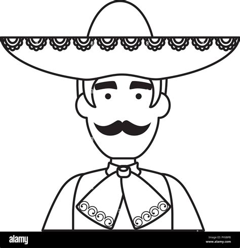 Traditional Mexican Mariachi Character Vector Illustration Design Stock