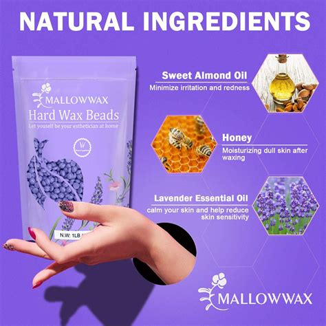 Mallowwax Hard Wax Beads 1 LB Refill For Bikini Brazilian Wax Lavender Scented Waxing Beads