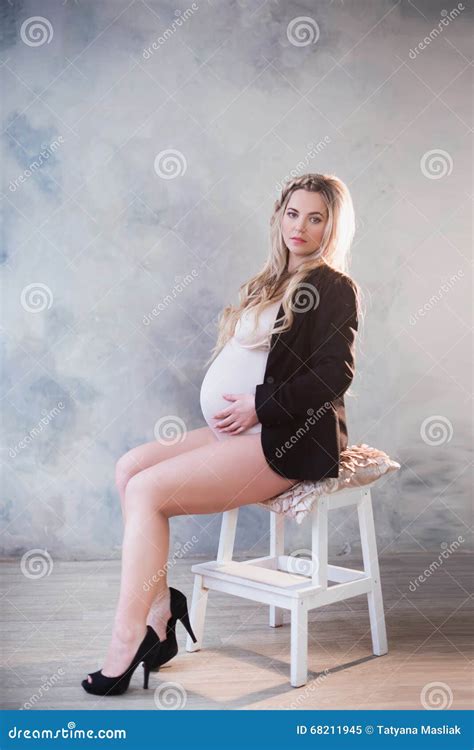 Portrait Of A Beautiful Pregnant Woman In White Lingerie Stock Image Image Of Expecting Human