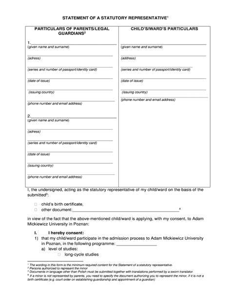 Fillable Online Amu Edu Statement Of A Statutory Representative Fax