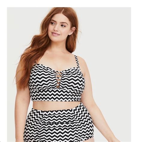 Torrid Swim Chevron Wireless Lattice Bikini Top Poshmark