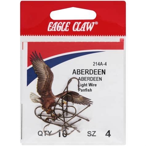 Eagle Claw 214ah 4 Light Wire Panfish Aberdeen Fish Hooks 10 Pack