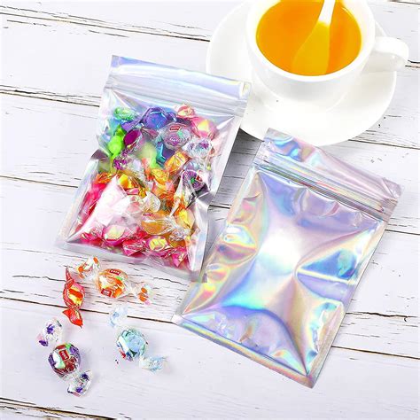 Pieces Smell Proof Bags Holographic Packaging Bags Storage Bag For