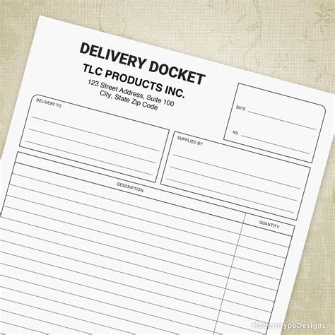 Delivery Docket Printable Form With Lines Personalized 1