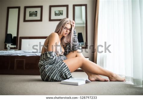 Sexy Blonde Woman Read Book Room Stock Photo 528797233 Shutterstock