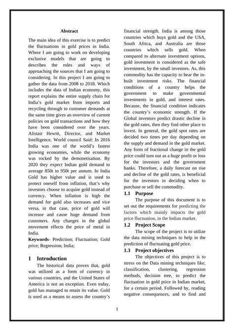 Predicting Gold Price Fluctuation In Indian Market Desklib