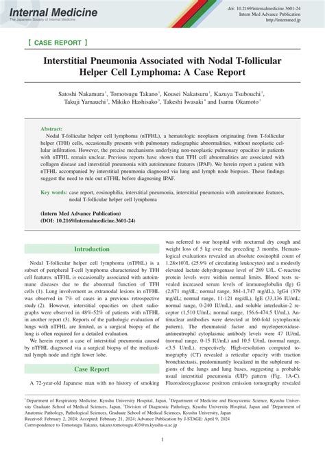 PDF Interstitial Pneumonia Associated With Nodal T Follicular Helper