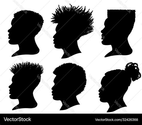 Silhouette African American Men Profile Portrait Vector Image