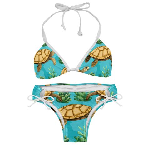 Turtle Seamless Swim Suit Women Bikini Set Detachable Sponge Adjustable