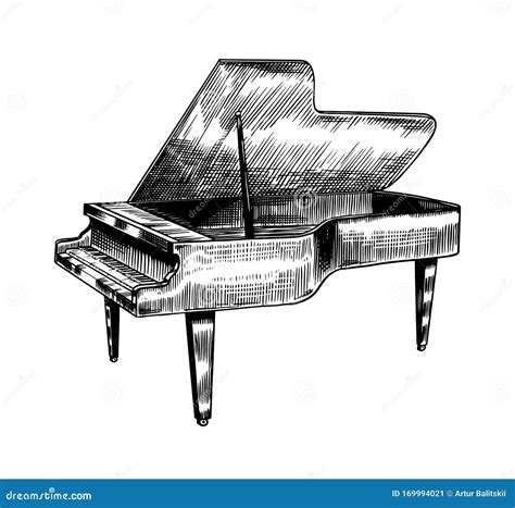 Grande Pianoforte in Stile Monocromatico Inciso All'annata Disegno a