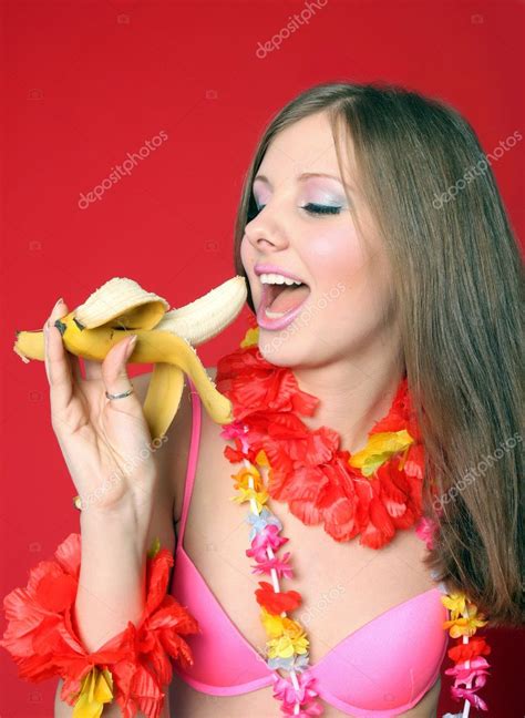 Aloha Bikini Girl With Banana Stock Photo Kary1974 4893779