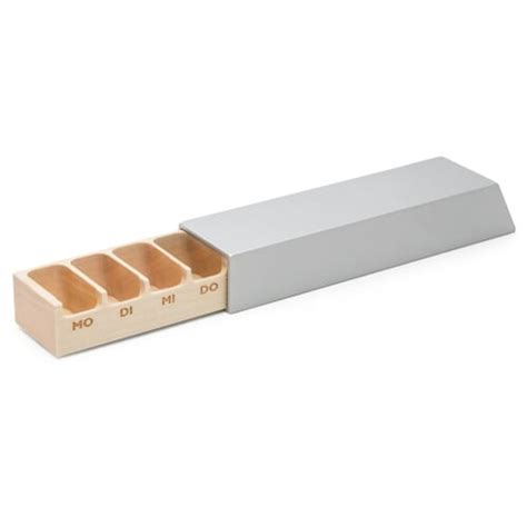 Pillendoos Monoliet 7 Compartimenten Zilver Manufactum