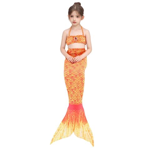 Hienoo Big Girls Bikini Swimsuit With Tail Swimwear Set Scale Print Bathing Suit 3 Piece