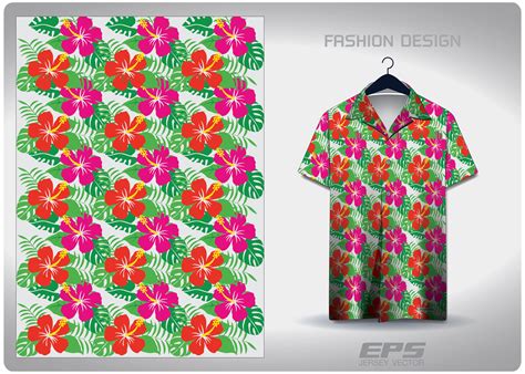 Vector Hawaiian Shirt Background Imagepink Red Hibiscus Pattern Design