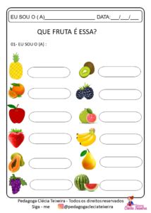 Atividades de alfabetização o tema frutas Clécia Teixeira