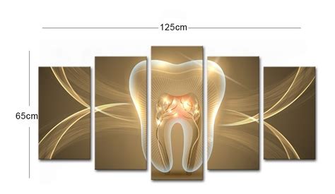 Quadro 65x125cm Dente Dourado Clínicas Dentistas Decorativo Mercado Livre