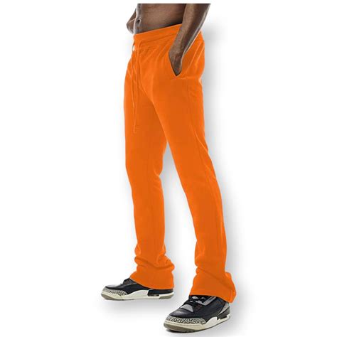 Bleecker And Mercer Stacked Sweatpants Men Slim Flare Fit Orange