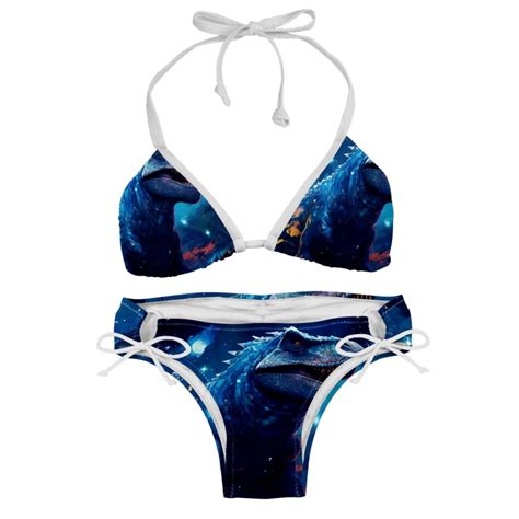 Starry Dinosaur Detachable Sponge Adjustable Strap Bikini Set Two