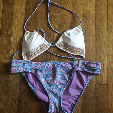 Victorias Secret Swimsuit Beaded Bikini Top M W Fl Gem