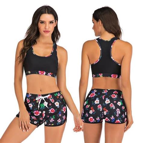 MAILLOT DE BAIN Sport Taille Haute Bikini Femmes Maillots De Bain Sexy Haut Court Grande