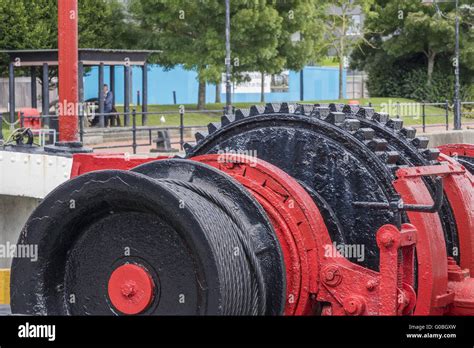 lightship helwick winch assembly cardiff bay  stock photo alamy