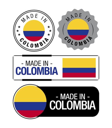 Premium Vector Set Of Made In Colombia Labels Logo Colombia Flag