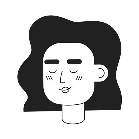 Relaxed woman with closed eyes monochromatic flat vector character head