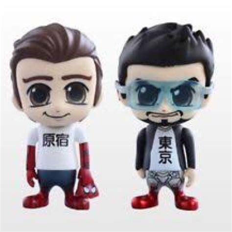 Hot Toys Cosbabies Pop Up Store Exclusive Spiderman Homecoming Harajuku Peter Parker Tony Stark