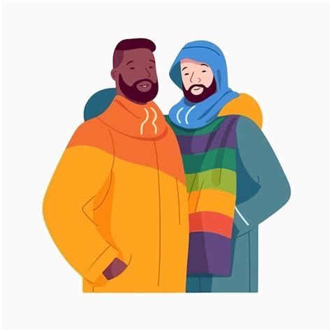 Um retrato de um casal gay uma bandeira do arco íris o conceito de lgbtq ilustração de um