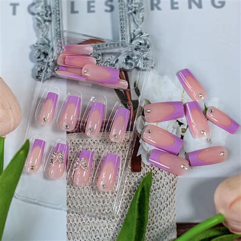 U As Postizas Largas A Presi N Color Morado Nude Kit De Puntas