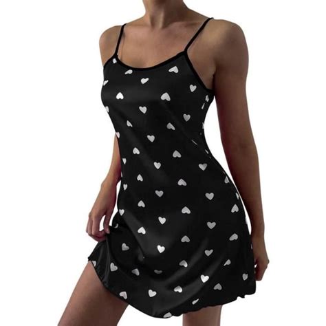 Pyjama Robe de nuit Sexy en Satin pour femmes Lingerie coupe en dentelle col en U vêtements