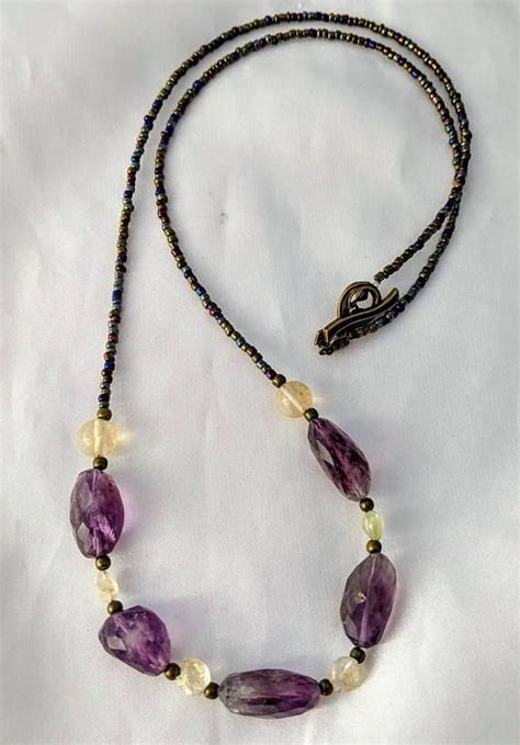 Raw Crystal Amethyst Citrine And Ametrine Necklace Purple And Etsy