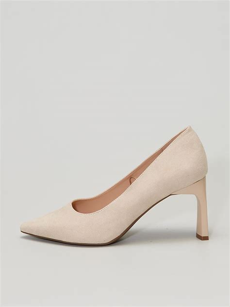 Escarpins En Su Dine Avec Talons Stylis S Nude Kiabi