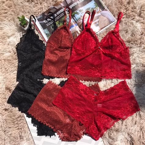 Conjunto Lingerie Calcinha E Sutia Sem Bojo C Renda Luxo Sensual Shopee Brasil