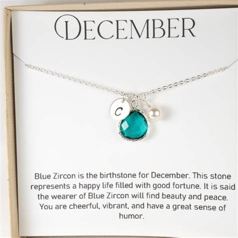 December Birthstone Necklace Personalized Initial Jewelry - Etsy